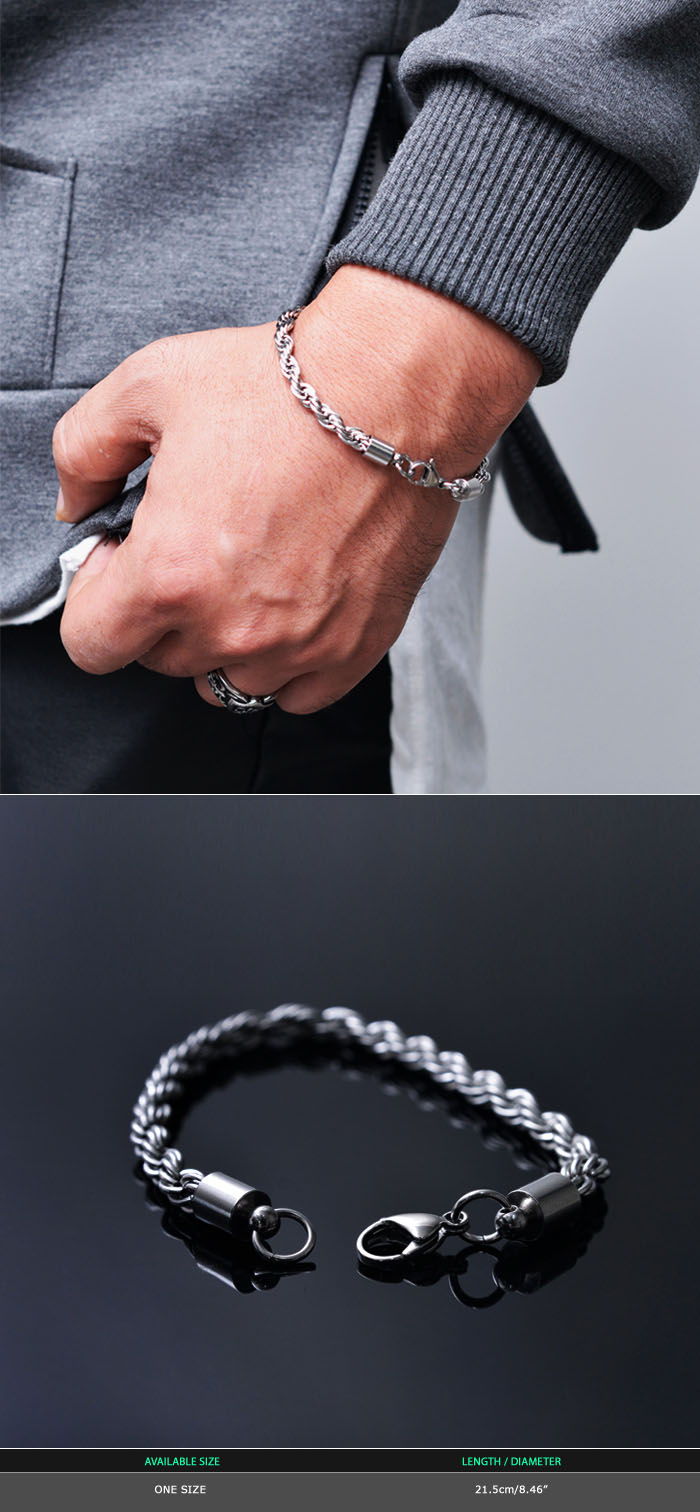 Accessories Bracelets Unique Twine Silver Chain CuffBracelet 274